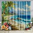 Tropical Beach Palm Trees Flowers Ocean Shower Curtain Zhang Xiaogang