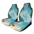 thumbnail image 1 of Tropical Beach Paradise Car Seat Cover Set Auto Front Bucket Cushion Protect Accessories 2 Piece, 1 of 6