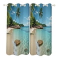 thumbnail image 1 of Tropical Beach Paradise Study Room Living Kitchen Bedroom For Blackout Curtain Printed 2 Panels, 1 of 6