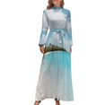 thumbnail image 1 of Tropical Beach Paradise Women's Long Dress Long Sleeves Dress Vintage Dresses Party Maxi Dress High Waist Dress, 1 of 4