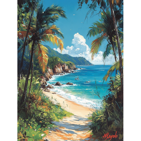 Tropical Beach Path Canvas Art/Wall Art Suitable for Living Room and Hotel Decoration