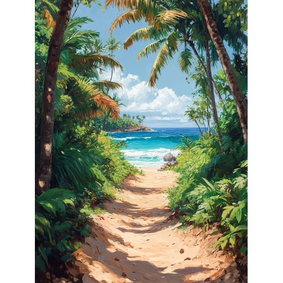 Tropical Beach Path Canvas Print/Wall Art Perfect for Living Room Bathroom Office and Hotel Decoration.