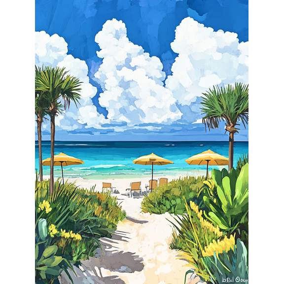 Tropical Beach Path Canvas Wall Art Perfect for Living Room Bedroom Bathroom Office and Hotel Decoration.