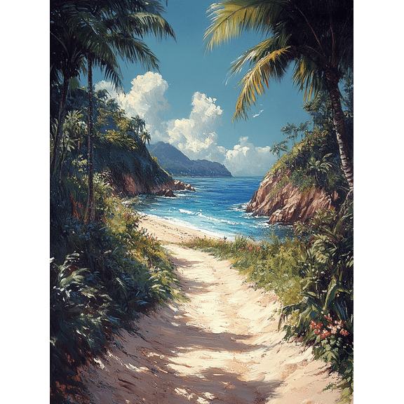 Tropical Beach Path Canvas Wall Art Perfect for Living Room Bedroom Bathroom Office and Hotel Decoration.