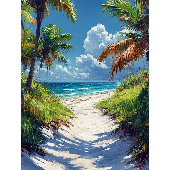 Tropical Beach Path Canvas Wall Art Perfect for Living Room Bedroom Bathroom Office and Hotel Decoration.