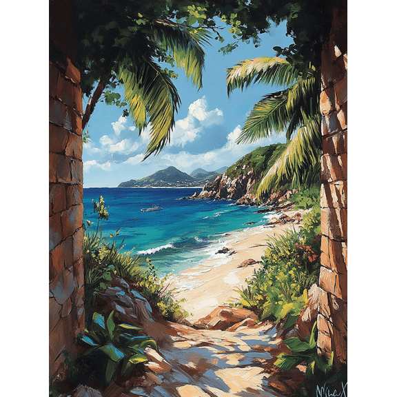Tropical Beach Pathway Canvas Wall ArtPerfect for Living RoomBathroomKitchenOffice Decoration