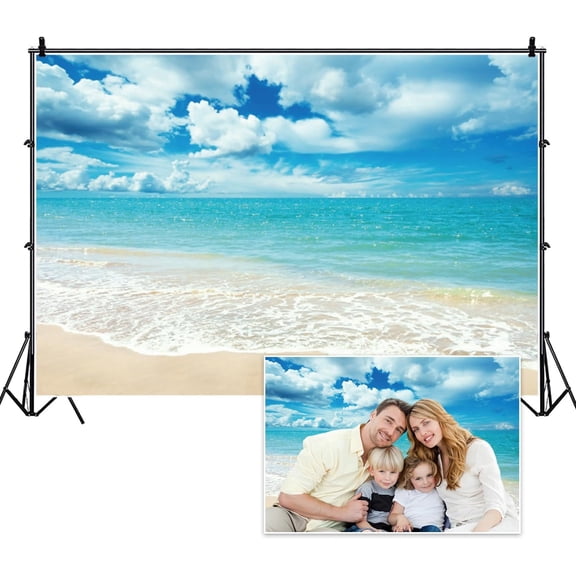 Tropical Beach Photography Backdrop 7x5ft Summer Hawaiian Ocean Scene for Birthday Wedding Bridal Shower Graduation Party Home Wall Decoration