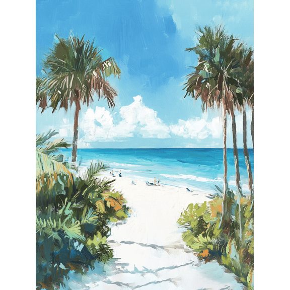 Tropical Beach Scene Canvas Print/Wall Art Perfect for Living Room Bedroom Bathroom Office and Hotel Decoration.