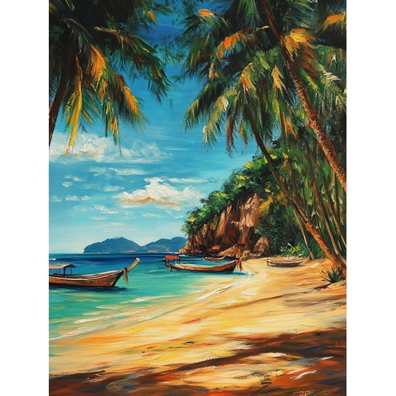 Tropical Beach Scene Canvas Wall Art Perfect for Living RoomBathroomand Hotel Decoration.