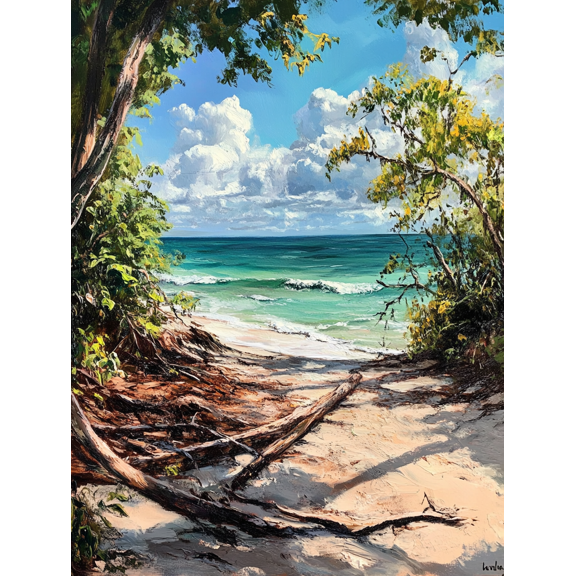 Tropical Beach Scene Canvas Wall Art Perfect for Living RoomBathroomand Hotel Decoration.