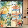 thumbnail image 1 of Tropical Beach Shower Curtain, Summer Beach Shower Curtain Set Funny Cat Shower Curtain Decor, Ocean Coastal Sunset Bathroom Curtain Hawaii Seaside Bath Curtain with 12 Hooks, 72X72IN, 1 of 1
