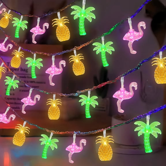 Tropical Beach String Lights 30 LED 16ft Battery Operated Party Decor for Luau Pool Outdoor Indoor Use