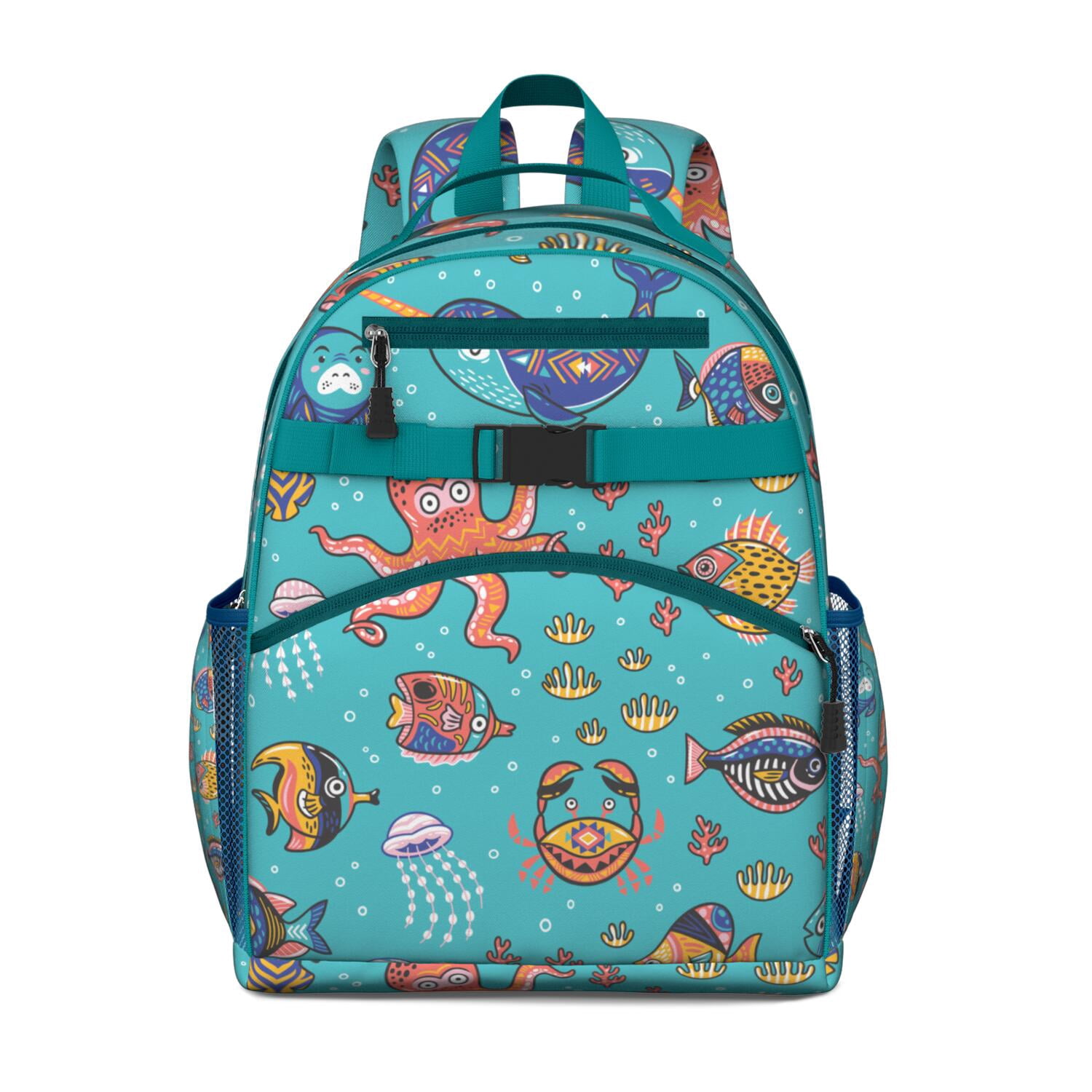 Tropical Beach Students Backpack with Nautical Anchor, Boat, Coastal ...