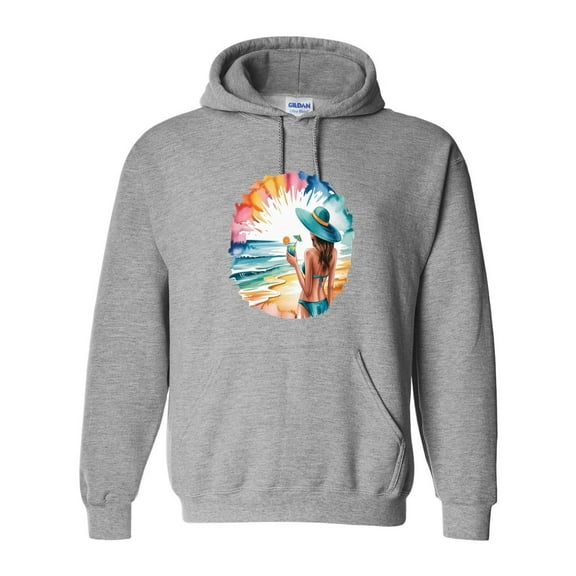 Tropical Beach Summer Palm Tree Vacation Graphic Print Hoodie