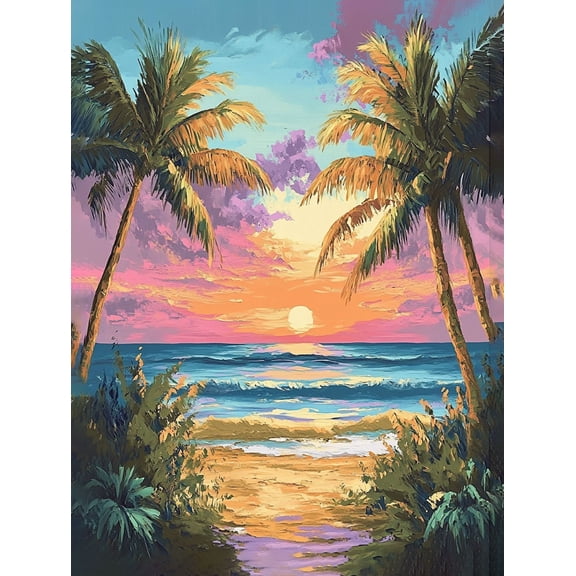 Tropical Beach Sunset Decor Painting/Canvas ArtSuitable for Decorating Living RoomBedroomOfficeDining RoomHallwayHotelCafeBarSpaYoga Studioand Gallery.