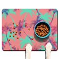 thumbnail image 1 of Tropical Beach Sunset Dog Food Spill Mat - Large Size Absorbent Pad - Purple & Orange Sunset Colors - Easy to Clean Surface - Protects Floors from Mess, 1 of 3