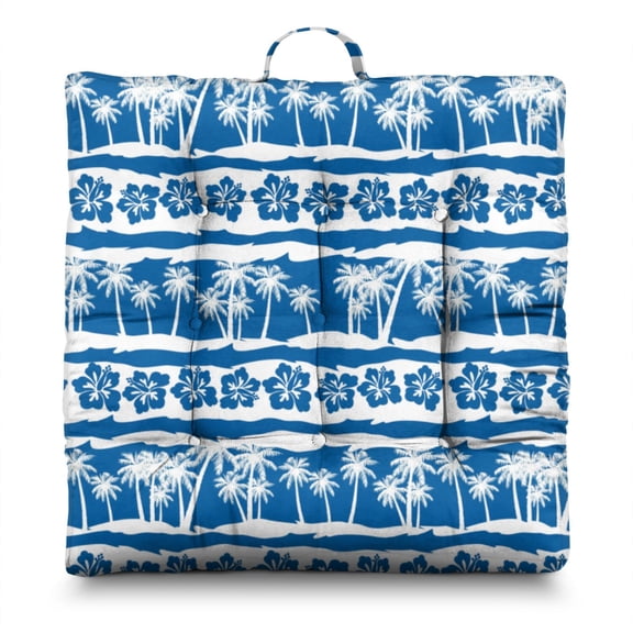 Tropical Beach Sunset Floor Cushion - Soft & Resilient Meditation Seat, Generously Filled with PP Cotton, Vibrant Boho Hawaiian Palm Tree Print for Home Decor