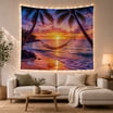Ocean Tapestry, Beach Evening Sunset Tapestry, Natural Beach Palm Tree ...