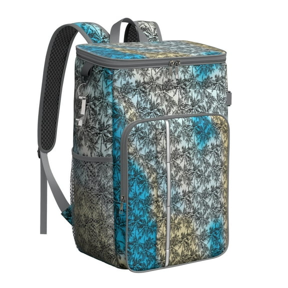 Tropical Beach Sunset Insulated Cooler Backpack, Waterproof Lunch Backpack with Padded Straps, Leakproof Outdoor Backpack Cooler for Hiking, BBQ, Travel, Men Women