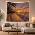 thumbnail image 1 of Tropical Beach Sunset Scene with Palm Trees Serene Coastal for Beach Lovers Ocean View Art Decor Housewarming Gift Tapestry Wall Hanging for Bedroom and Living Room, 1 of 7