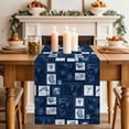 thumbnail image 1 of Tropical Beach Table Runner, Summer Coconut Tree Anchor Boat Blue White Plaid Cotton Linen Kitchen Table Decoration Washable Dining Tabletop Runners for Home Party Decor 14x72 Inches, 1 of 9