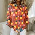 thumbnail image 1 of Tropical Beach Tops for Women Long Sleeve Hawaiian Floral Print Button Down Casual Vacation Collared Tunic 2026 Saffron 3XL, 1 of 5