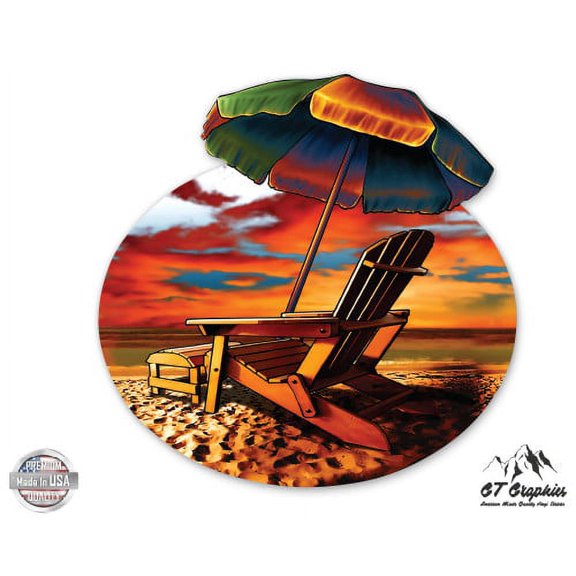 Tropical Beach Vacation - 3" Vinyl Sticker - For Car Laptop I-Pad Phone Helmet Hard Hat - Waterproof Decal