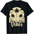 thumbnail image 1 of Tropical Beach Vibes Summer T-Shirt Black Small, 1 of 4