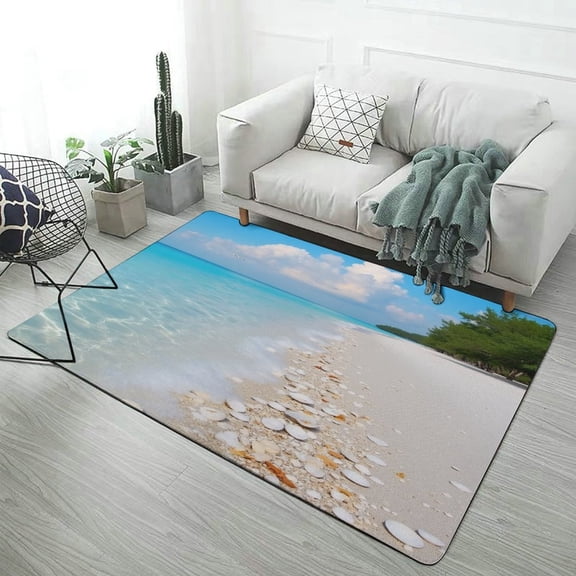 Tropical Beach with Shells Carpet Style Living Room Bedroom Rug Soft Carpet Modern 3d Entry Door Mats Household