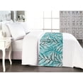 thumbnail image 1 of Tropical Bed Runner, Abstract Watercolor Style Repetitive Palm Leaves Illustration Art, Decorative Accent Bedding Scarf for Hotels Homes & Guest Rooms, King, Deep Sky Blue and Pale Teal, by Ambesonne, 1 of 3