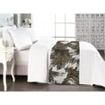 thumbnail image 1 of Tropical Bed Runner, Earthy Colored Exotic Pattern with Jungle Life Leaves Grunge Retro Effect, Decorative Accent Bedding Scarf for Hotels Homes & Guest Rooms, King, Dark Taupe White, by Ambesonne, 1 of 3