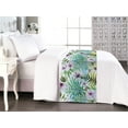 thumbnail image 1 of Tropical Bed Runner, Exotic Leaves with Flowers on Watercolor Pattern Backdrop Art, Decorative Accent Bedding Scarf for Hotels Homes & Guest Rooms, Queen, Pale Purple and Fern Green, by Ambesonne, 1 of 3