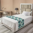 thumbnail image 1 of Tropical Bed Runner, Hawaiian Leaves Plants and an Background, Decorative Accent Bedding Scarf for Hotels Homes and Guestrooms, Twin, Slate Blue Multicolor, by Ambesonne, 1 of 2