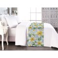 thumbnail image 1 of Tropical Bed Runner, Repeating Big Little Plumeria Flowers Vintage Hawaiian Exotic Vibes, Decorative Accent Bedding Scarf for Hotels Homes & Guest Rooms, King, Mustard Pale Blue Green, by Ambesonne, 1 of 3