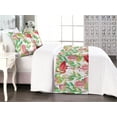 thumbnail image 1 of Tropical Bed Runner Set, Flamingo Pattern with Exotics Feels Leaves Greenery and Orchids Art, Decorative Bedding Scarf & 2 Pillow Shams for Hotels Homes, Queen, Dark Pink Jade Green Rose, by Ambesonne, 1 of 3