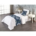thumbnail image 1 of Tropical Bed Runner Set, Hand-Drawn Repetitive Pattern of Passionflowers Vintage Ornament, Decorative Bedding Scarf & a Pillow Sham for Hotels Homes, Twin, Dark Slate Blue and Green, by Ambesonne, 1 of 3