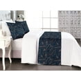 thumbnail image 1 of Tropical Bed Runner Set, Oversimplified Palm Leaves Sketch Linear Style on Night Themed Back, Decorative Bedding Scarf & 2 Pillow Shams for Hotels Homes, Queen, Dark Petrol Blue Amber, by Ambesonne, 1 of 3