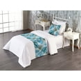 thumbnail image 1 of Tropical Bed Runner Set, Watercolor Style Repetitive Pattern of Exotic Hand-Drawn Leaves Art, Decorative Bedding Scarf & a Pillow Sham for Hotels Homes, Twin, Blue Grey Reseda Green, by Ambesonne, 1 of 3