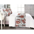 thumbnail image 1 of Tropical Bed Runner Set, Weeping Leaves on Abstract Forms and Stripes Modern Summer Themed, Decorative Bedding Scarf & 2 Pillow Shams for Hotels Homes, King, Pale Rust Eggshell White, by Ambesonne, 1 of 3