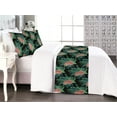 thumbnail image 1 of Tropical Bed Runner Set, Wild Jungle Vibes Tiger and Chameleon on Branches Exotic Greenery Leaves, Decorative Bedding Scarf & 2 Pillow Shams for Hotels Homes, Queen, Salmon Peacock Green, by Ambesonne, 1 of 3