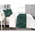 thumbnail image 1 of Tropical Bed Runner Set, Wild Nature Theme Realistic Looking Drawn Exotic Leaf Pattern With Dots, Decorative Bedding Scarf & 2 Pillow Shams for Hotels Homes, King, Forest Green Amber, by Ambesonne, 1 of 3