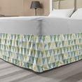 thumbnail image 1 of Tropical Bed Skirt, Triangle Shapes and Inner Foliage Leaves Stripes Grunge Modern Art, Elastic Bedskirt Dust Ruffle Wrap Around for Bedding Decor, 4 Sizes, Pale Green and Cadet Blue, by Ambesonne, 1 of 2