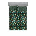 thumbnail image 1 of Tropical Bedding Set with Sheet & Covers, Exotic Torbay Palm Tree Leaves Silhouette Vibrant Greenery Tonal Negative Effect, Printed Bedroom Decor 2 Shams, 4 Sizes, Multicolor, by Ambesonne, 1 of 3