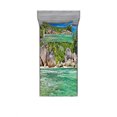 thumbnail image 1 of Tropical Bedding Set with Sheet & Covers, Landscape of Island with Trees in Seychelles and the Sky Digital Print, Printed Bedroom Decor 2 Shams, 4 Sizes, Blue and Fern Green, by Ambesonne, 1 of 3