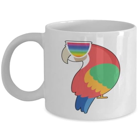 Tropical Bird Coffee Mug, Colorful Parrot, Paradise Pet Gift, White Ceramic Cup