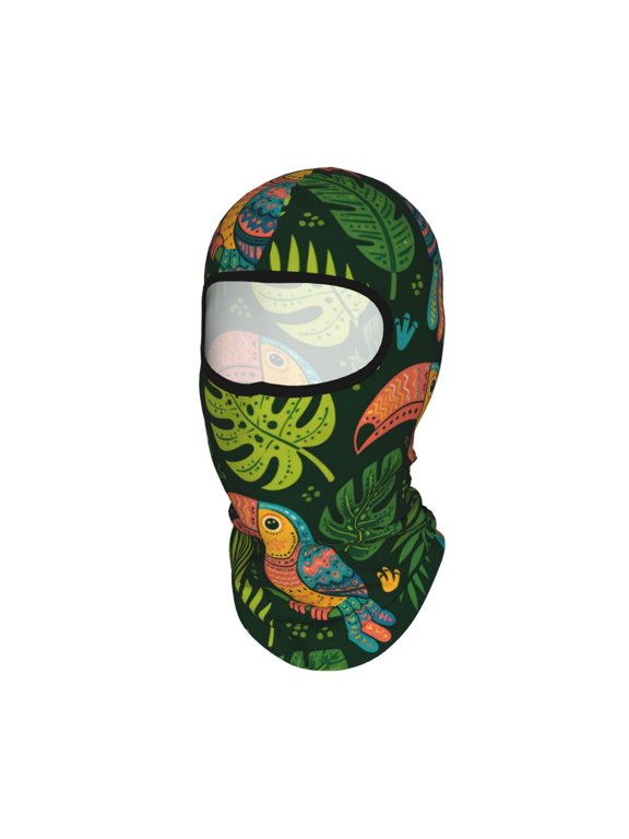 Tropical Bird Folk Art Pattern Unisex Balaclava Ski Mask Full Face Cover for Cold Weather & UV Protection, Breathable Cooling Helmet Liner