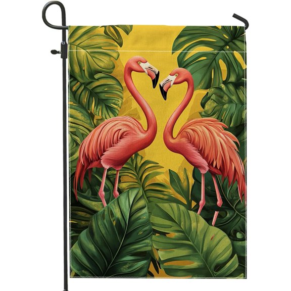 Tropical Bird Garden Flag Double Sided Bright Yellow Exotic Birds Yard Banner Summer Outdoor Lawn Decoration Beach Theme 12x18 Inch