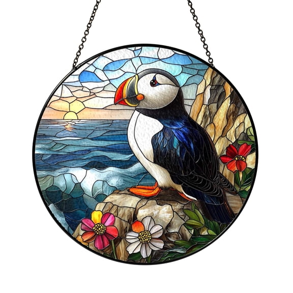 Tropical Bird Glass Style Window Hanging