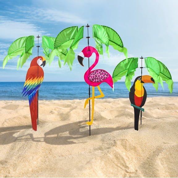 Tropical Bird Pinwheel Spinner, 3 Asst