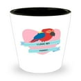 thumbnail image 1 of Tropical Bird Shot Glass, 'I Love My Parrot' Quote, Unique Talking Pet Gift, Premium Mini Glassware, 1.5oz Cup for Parrot, 1 of 3